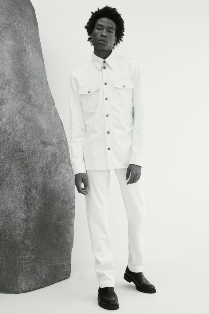 white fitted shirt and pants