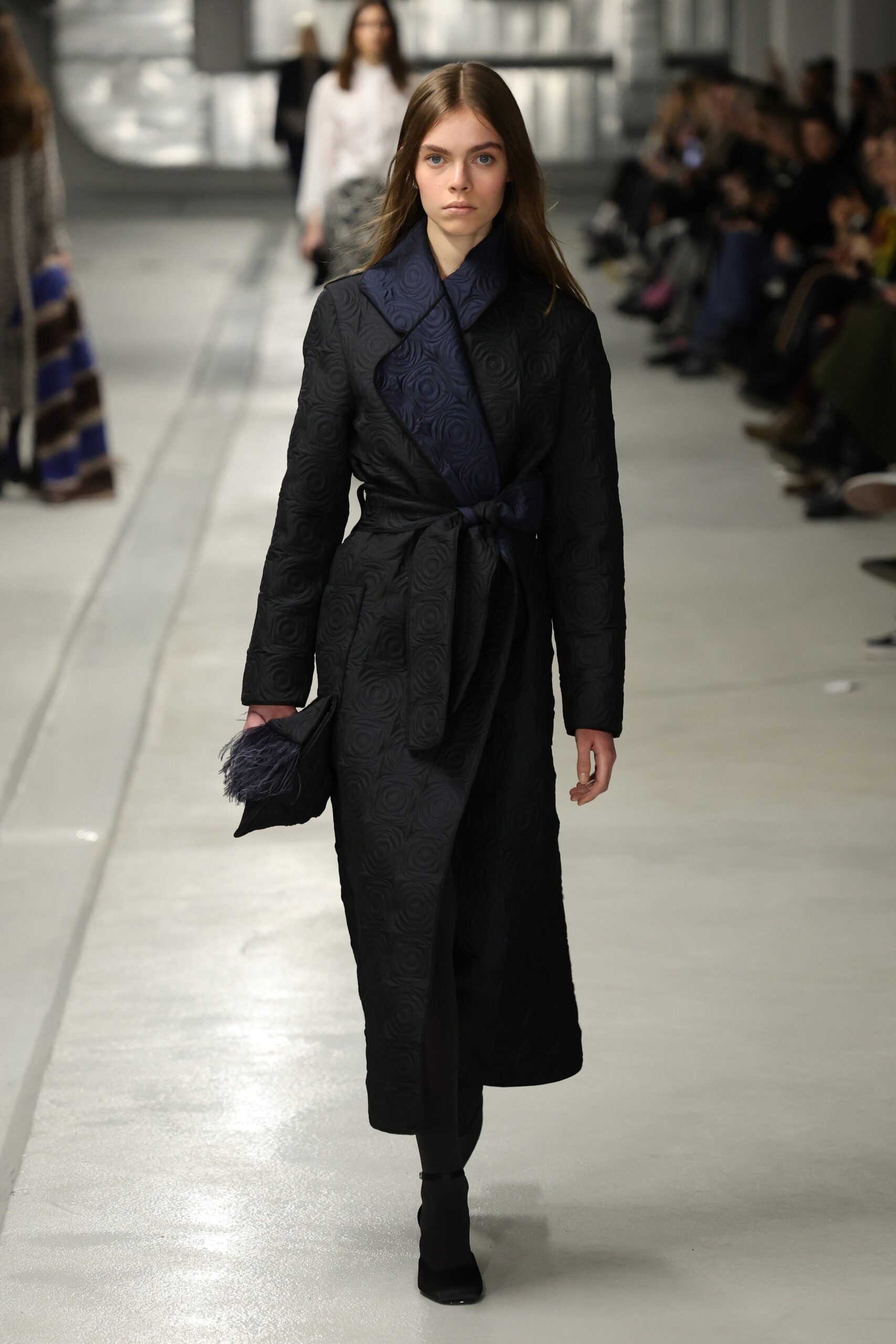 black and blue embroidered coat