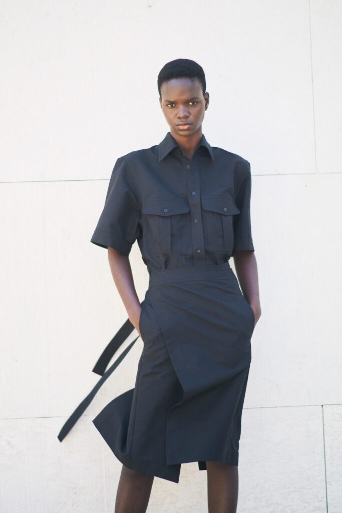 black fitted collared dress