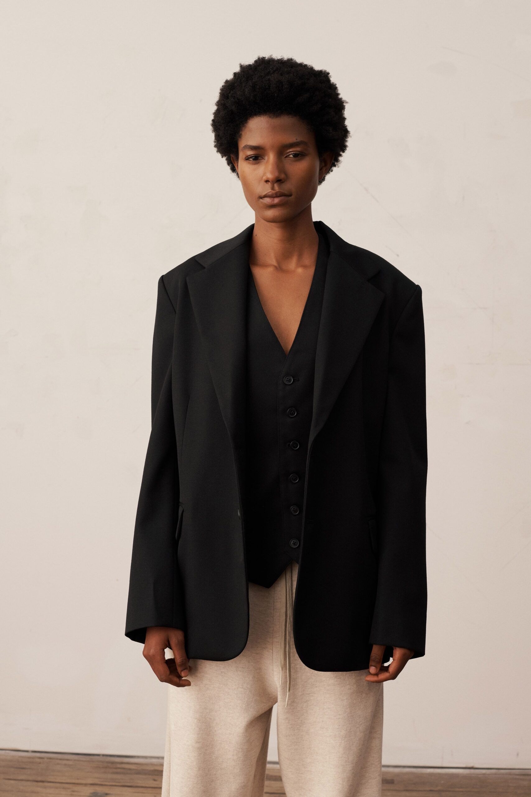 oversized black blazer with vest