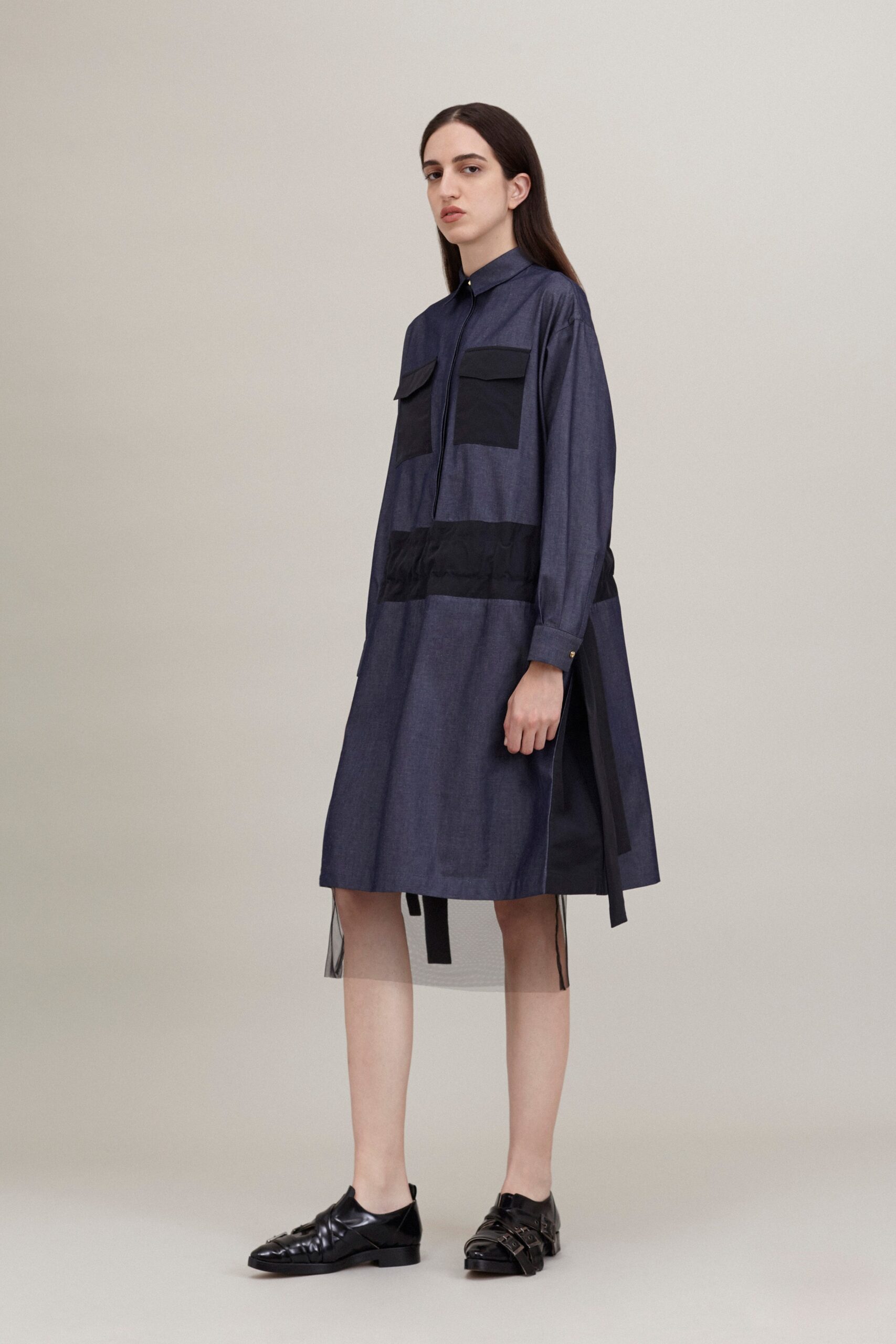 blue denim relaxed shirt-dress