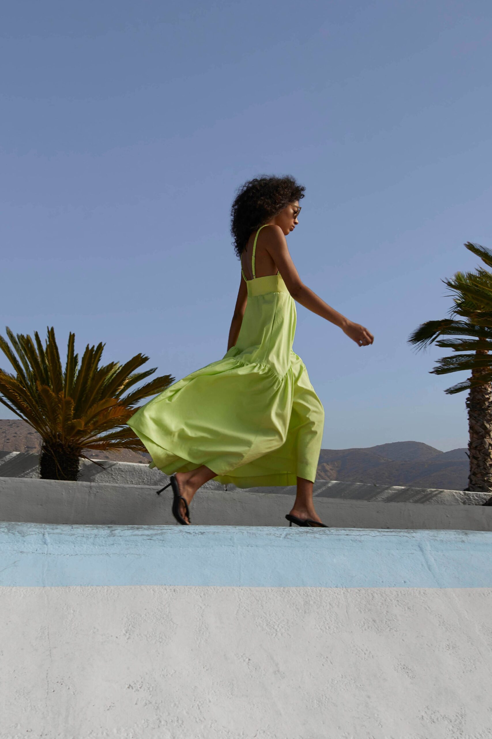 yellow silk sleeveless dress