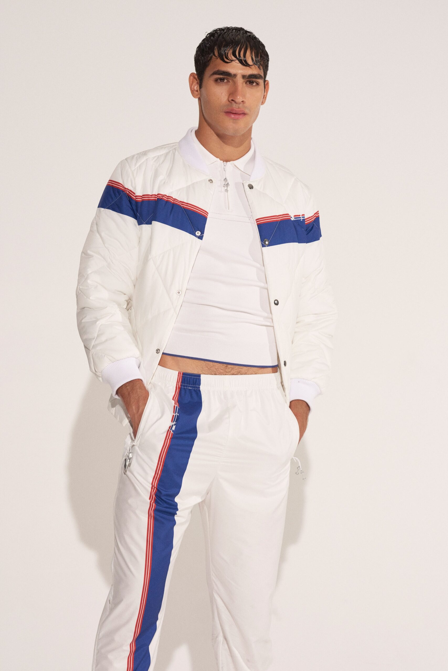 white cotton jacket and pants