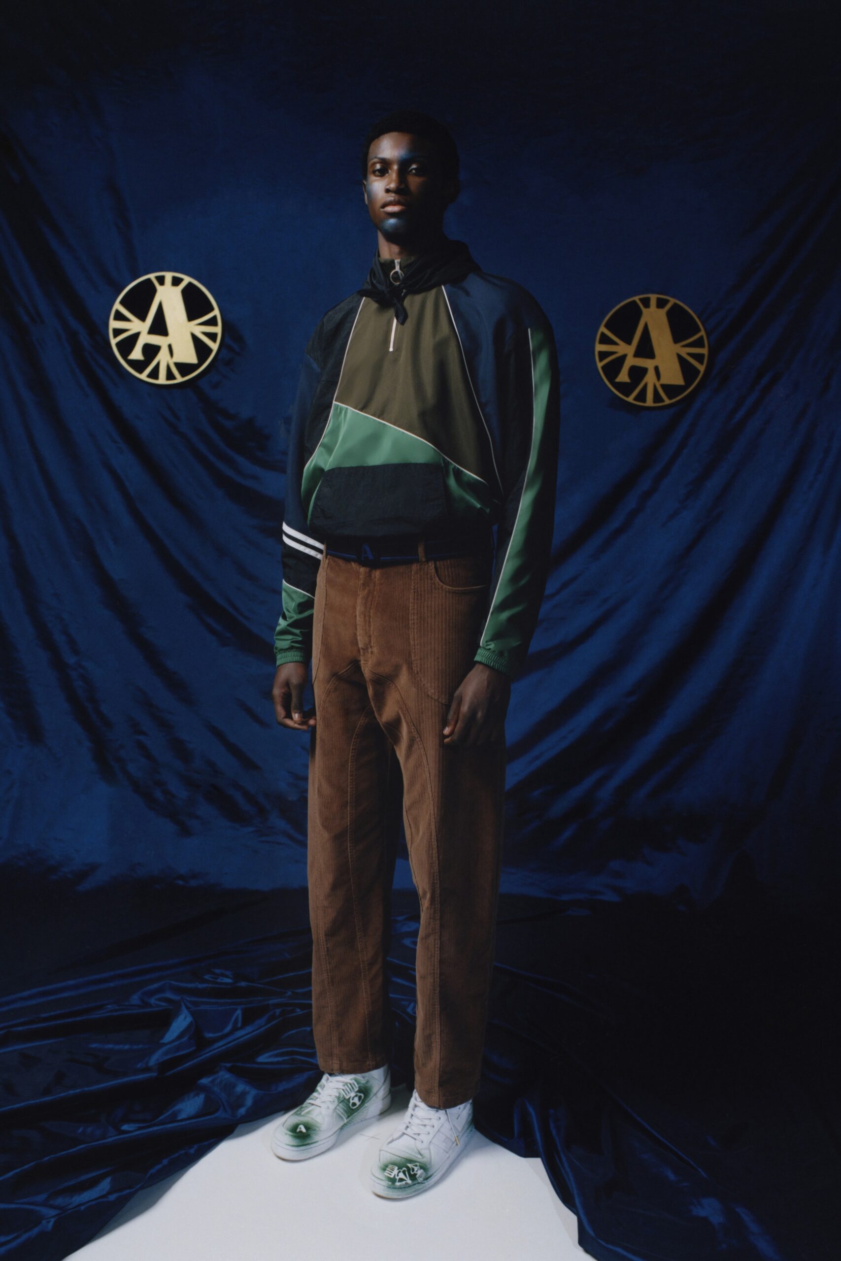 black and green color-blocked jacket
