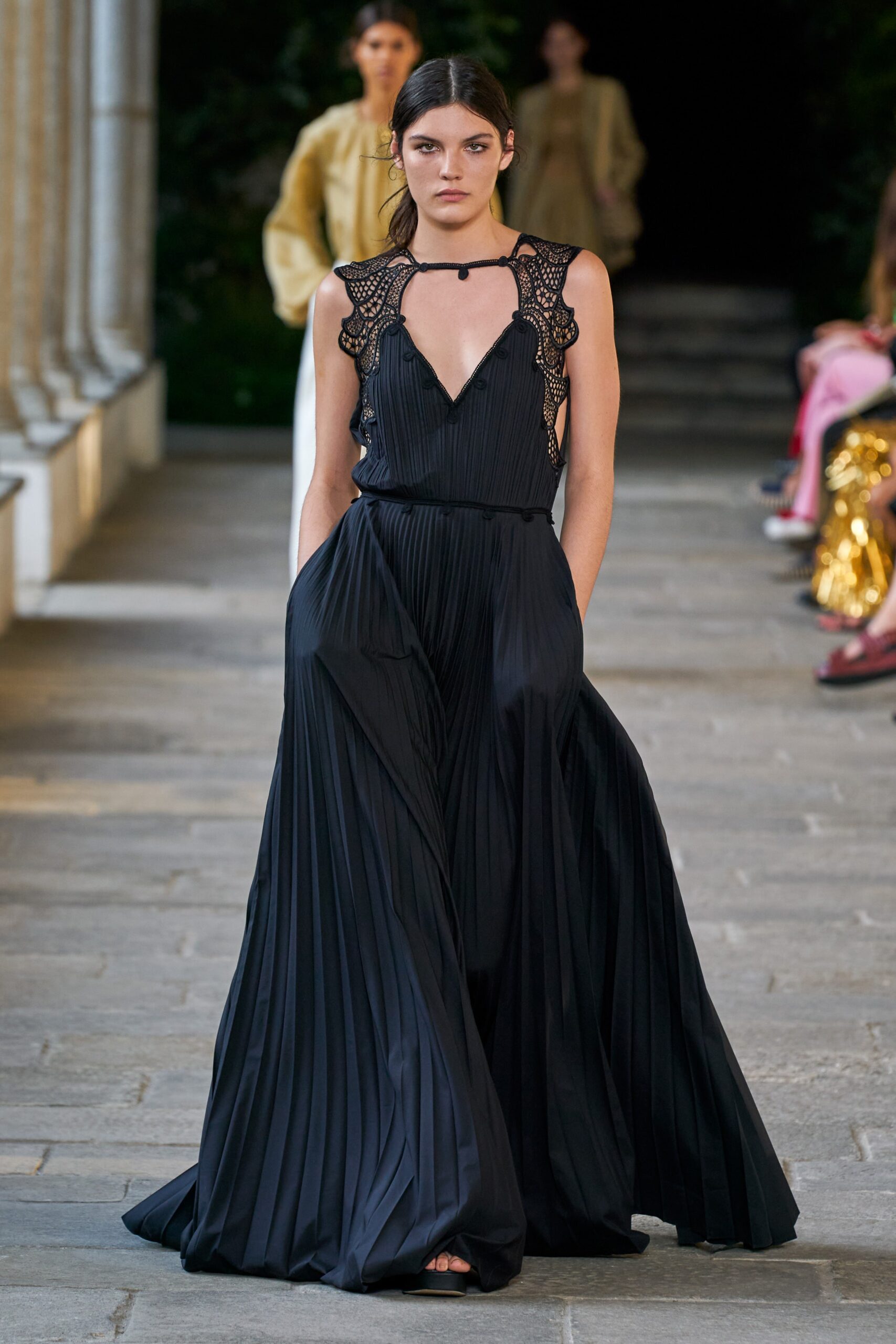 black silk sleeveless dress