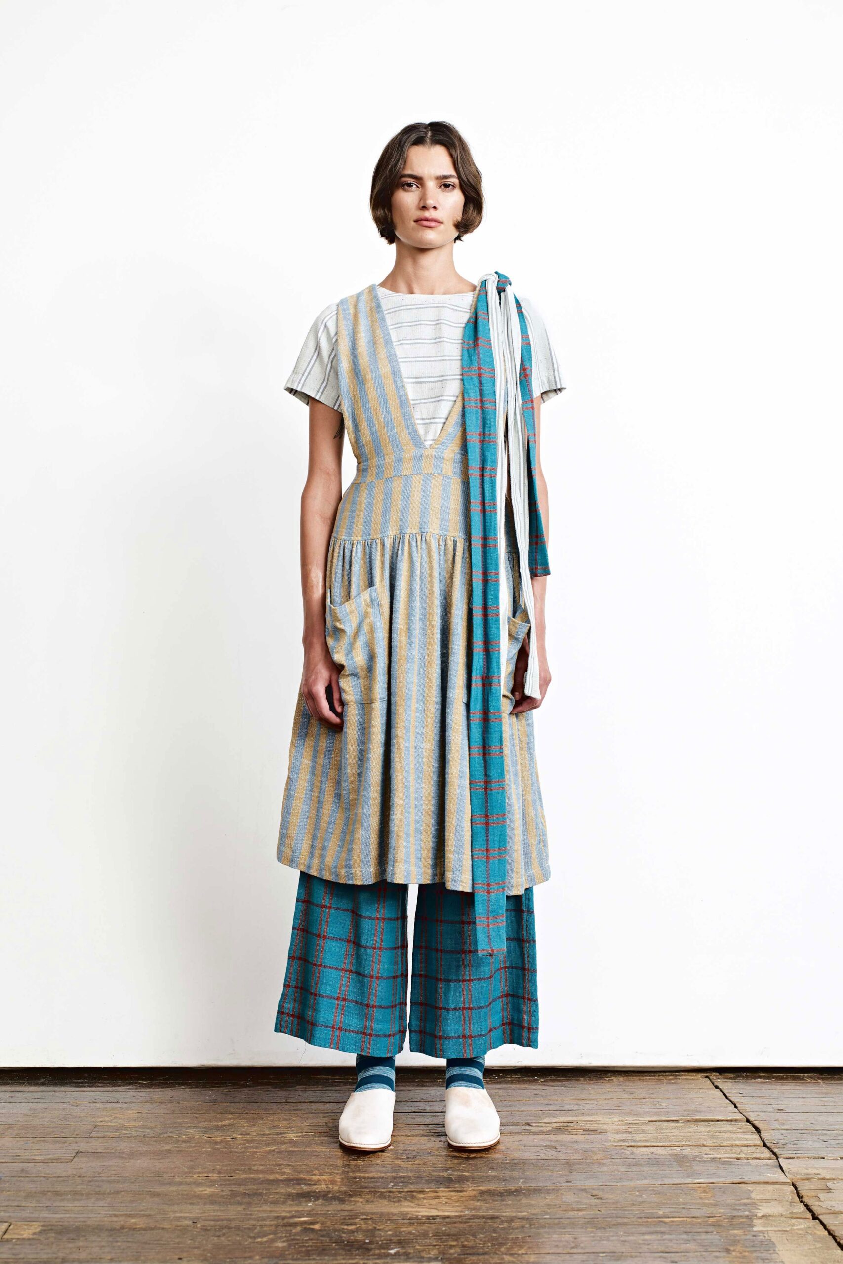 blue and yellow relaxed dress