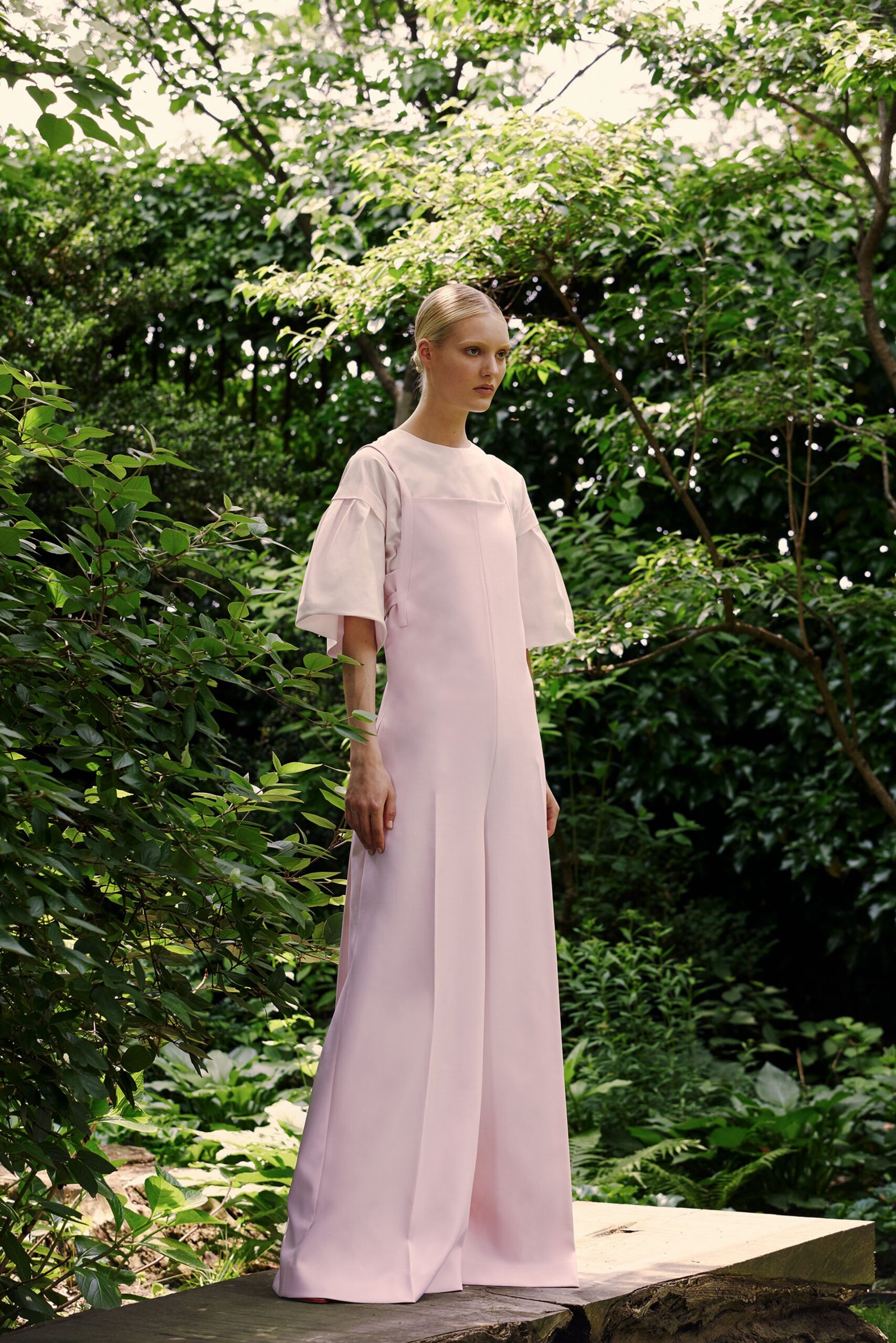 pink silk relaxed jumpsuit