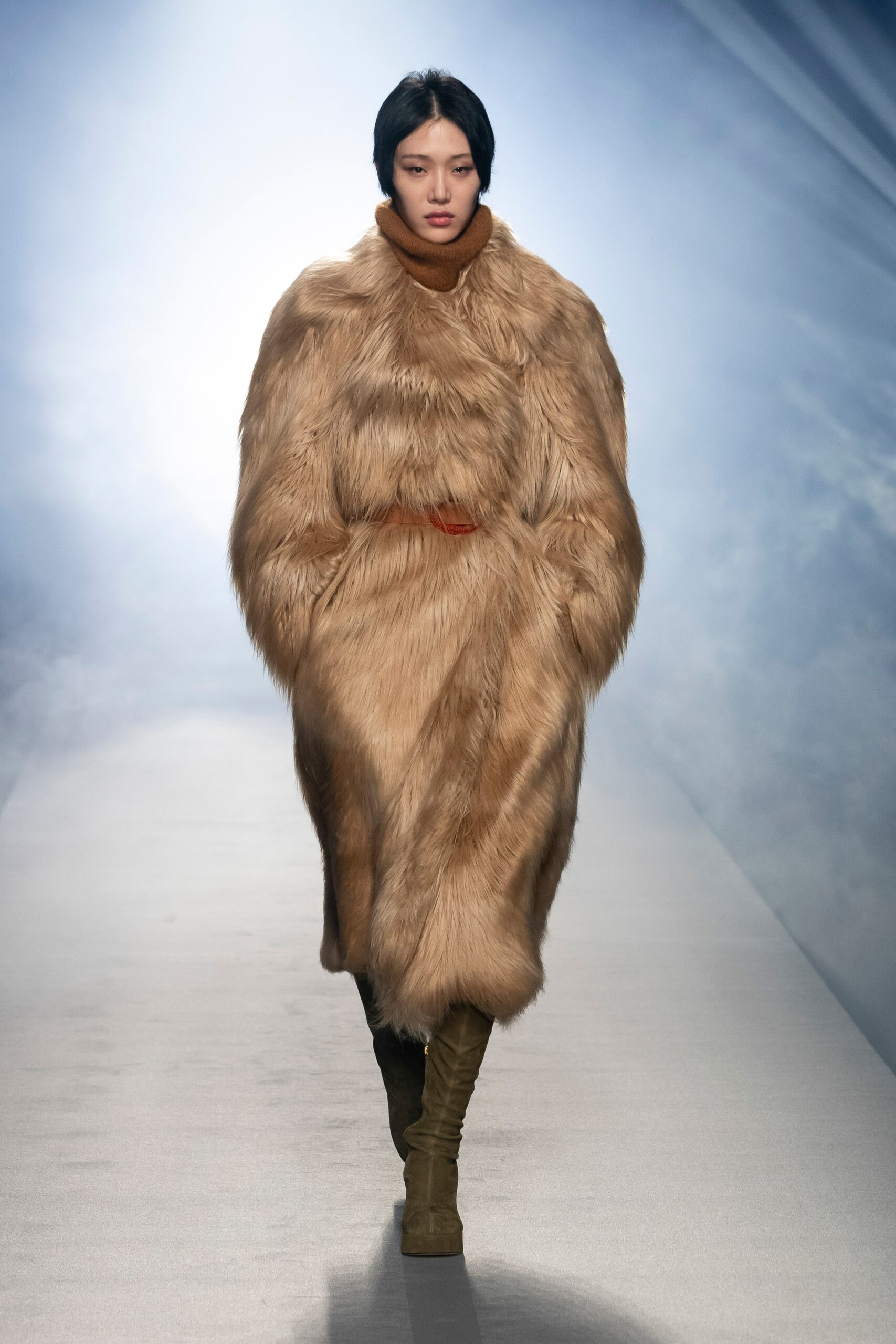 brown fur relaxed coat
