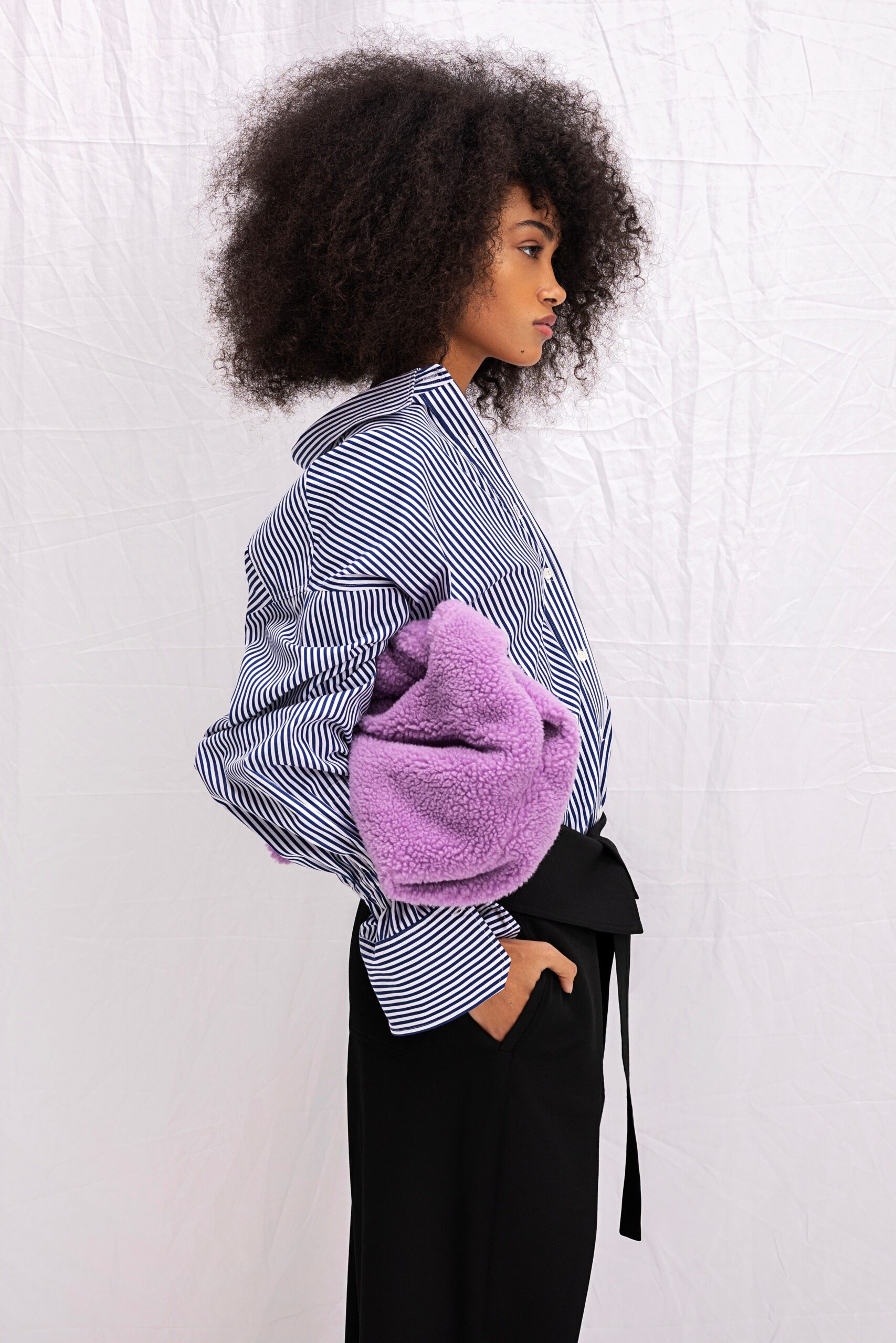 purple faux-fur bag