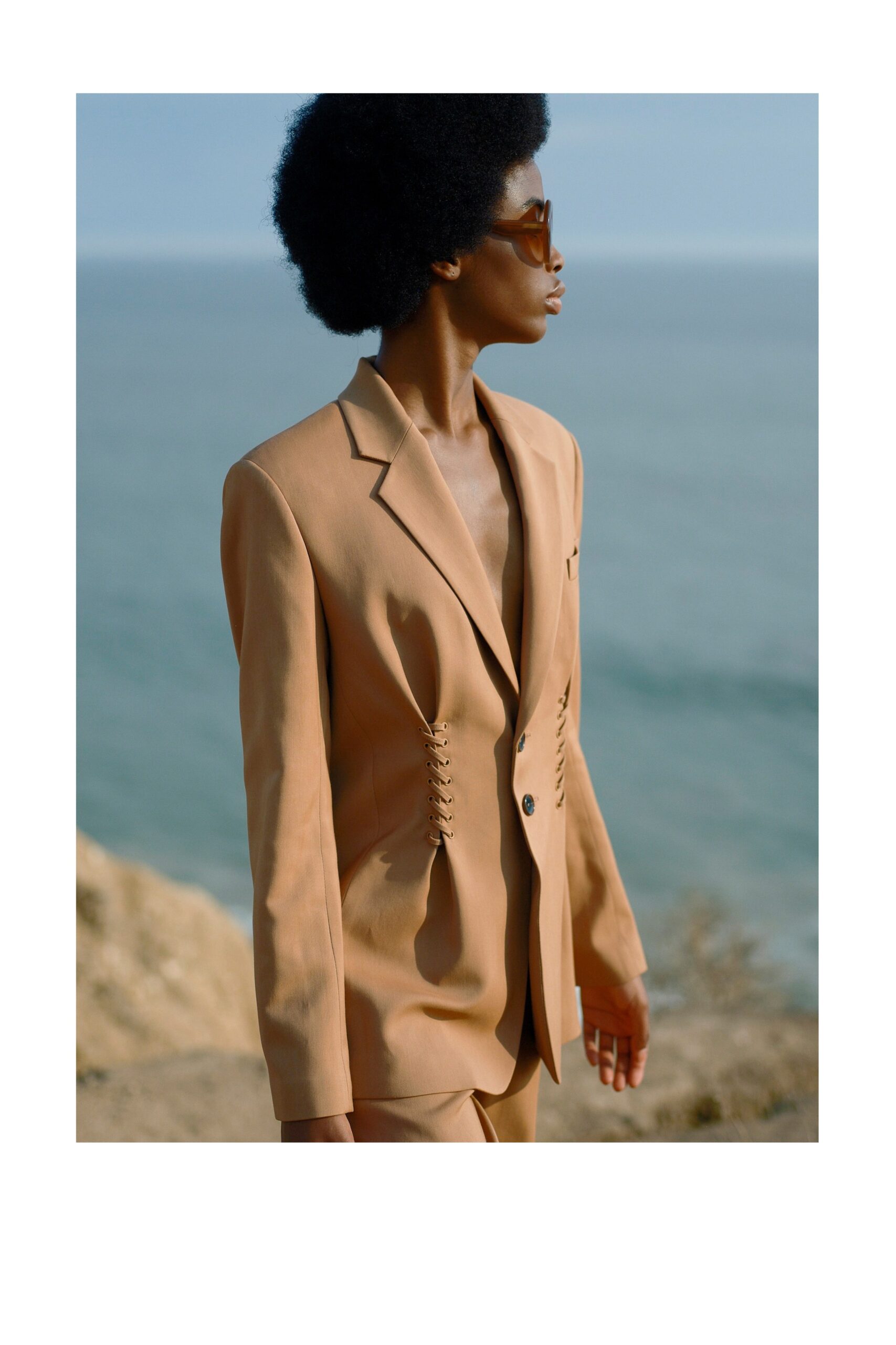 beige tailored blazer