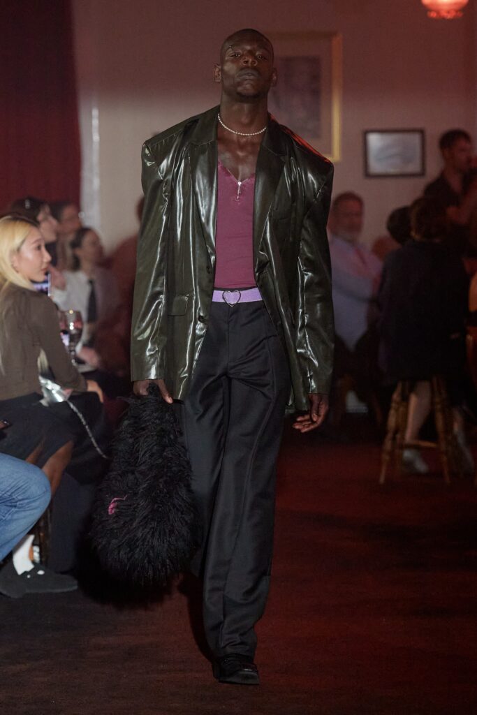 oversized green leather jacket