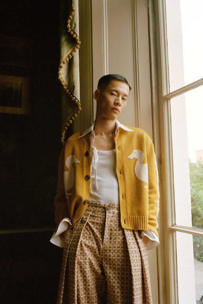 yellow cardigan with embroidered detail