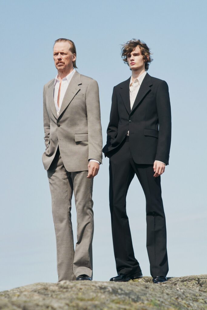 gray and black tailored suits