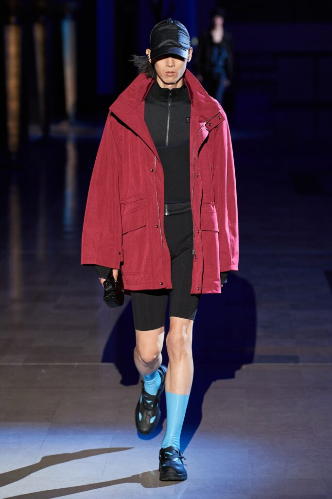 oversized red jacket with bodysuit