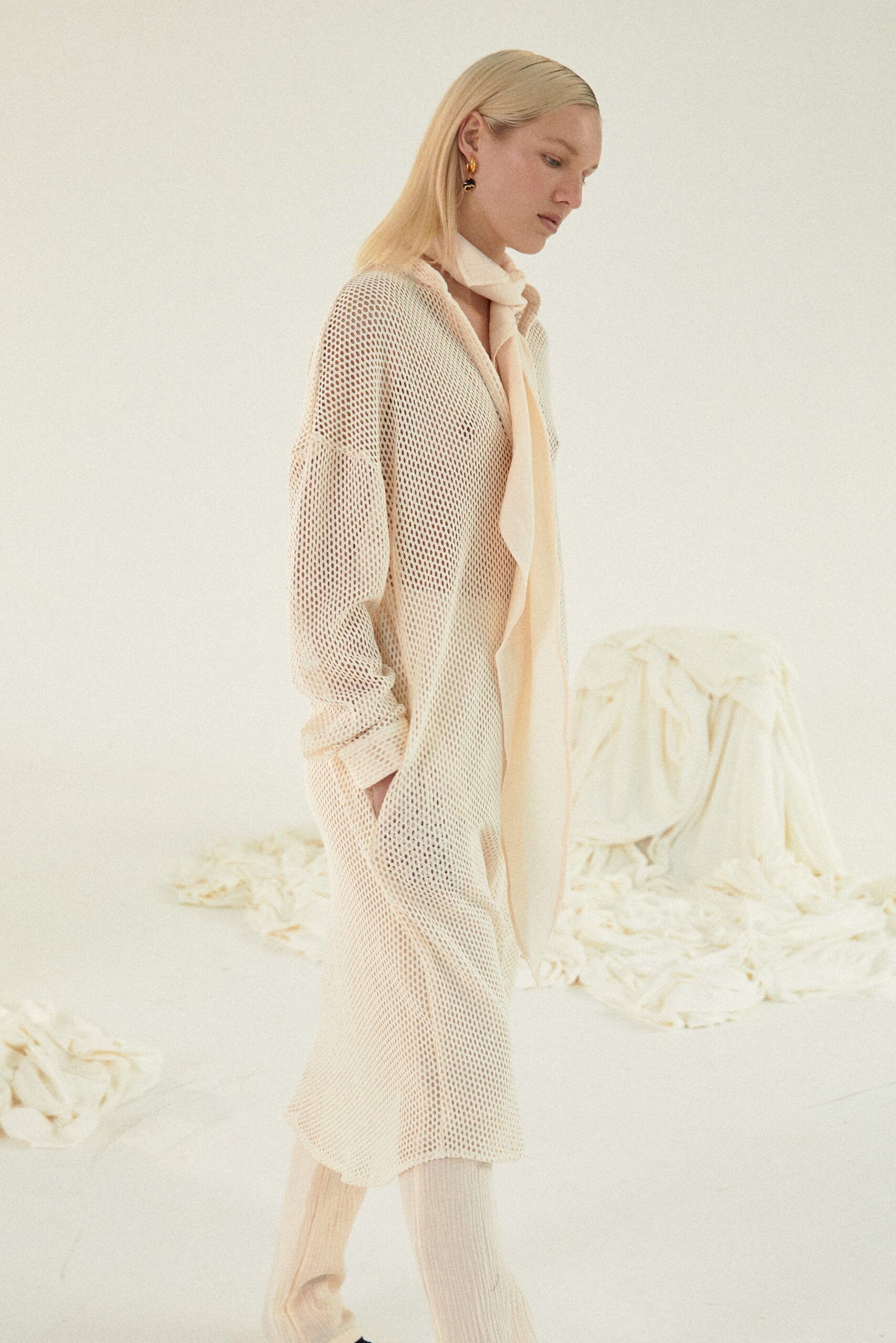 white relaxed midi dress