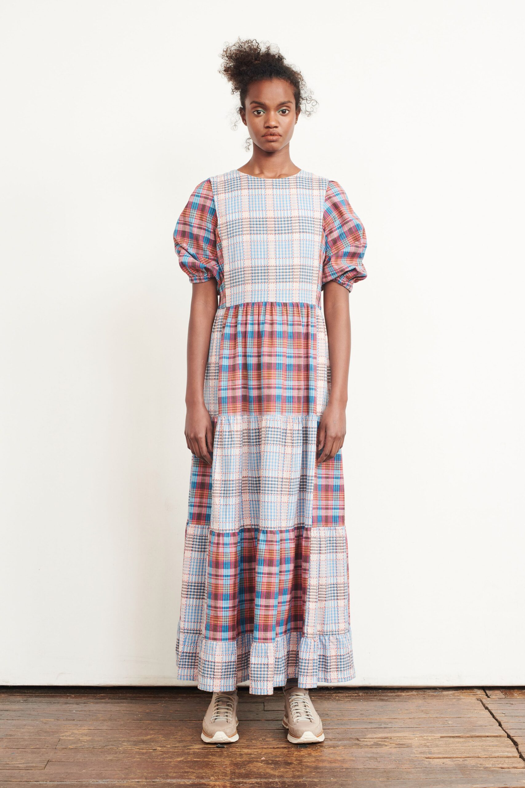 relaxed checked maxi dress