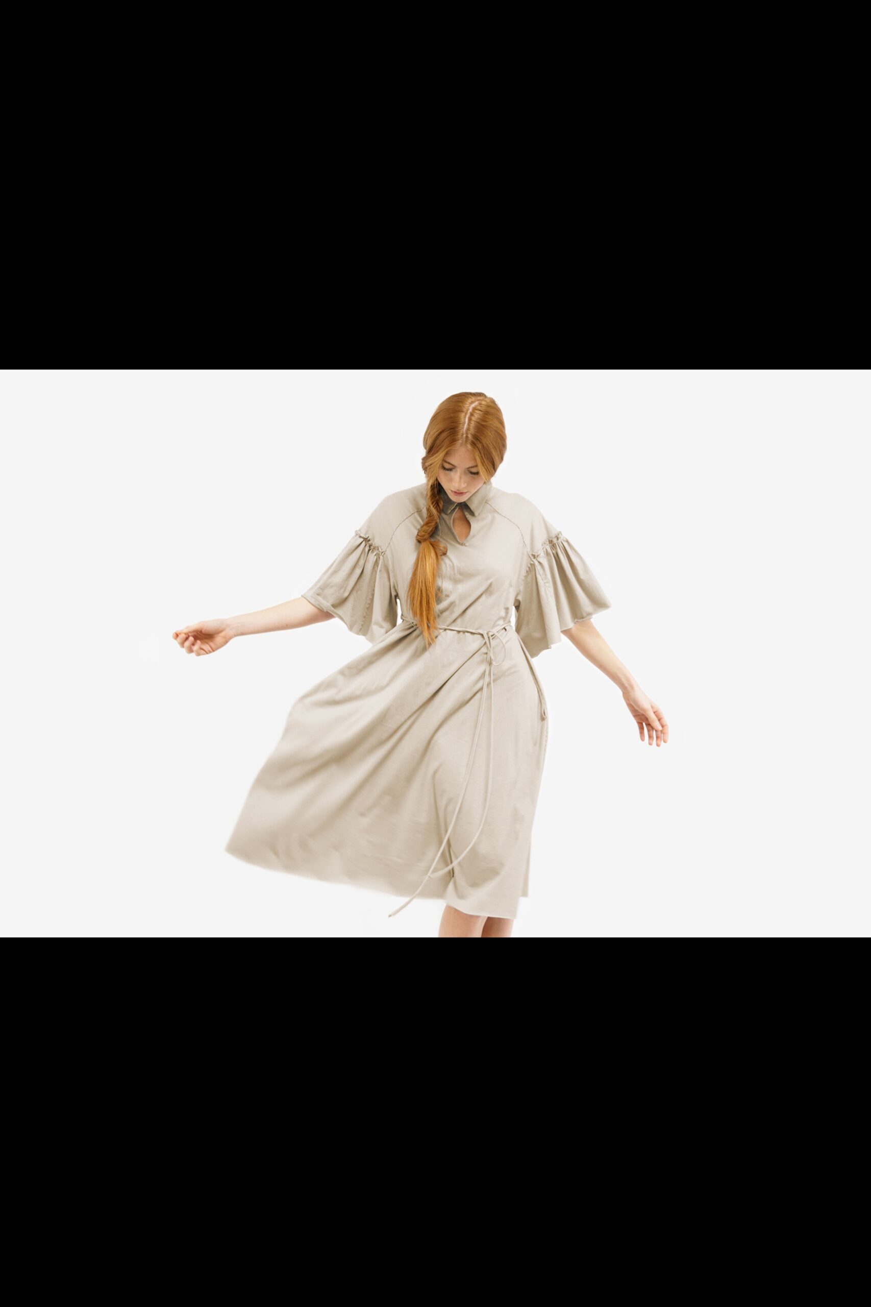 beige relaxed collared dress