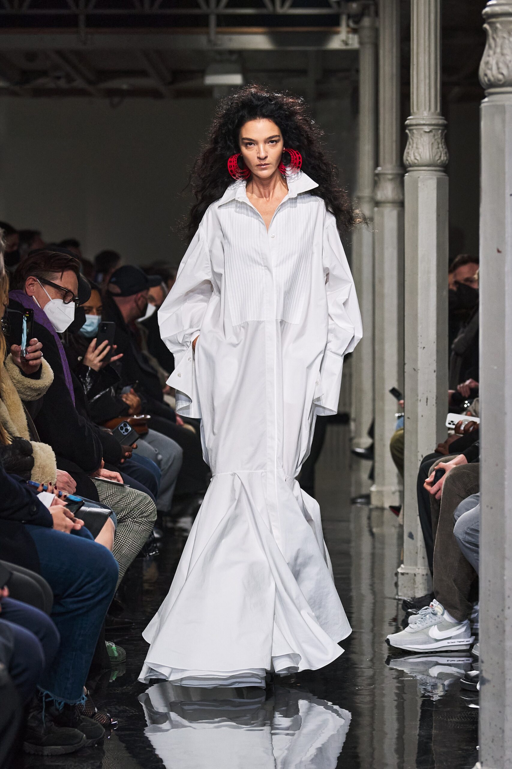 white cotton long-sleeve dress