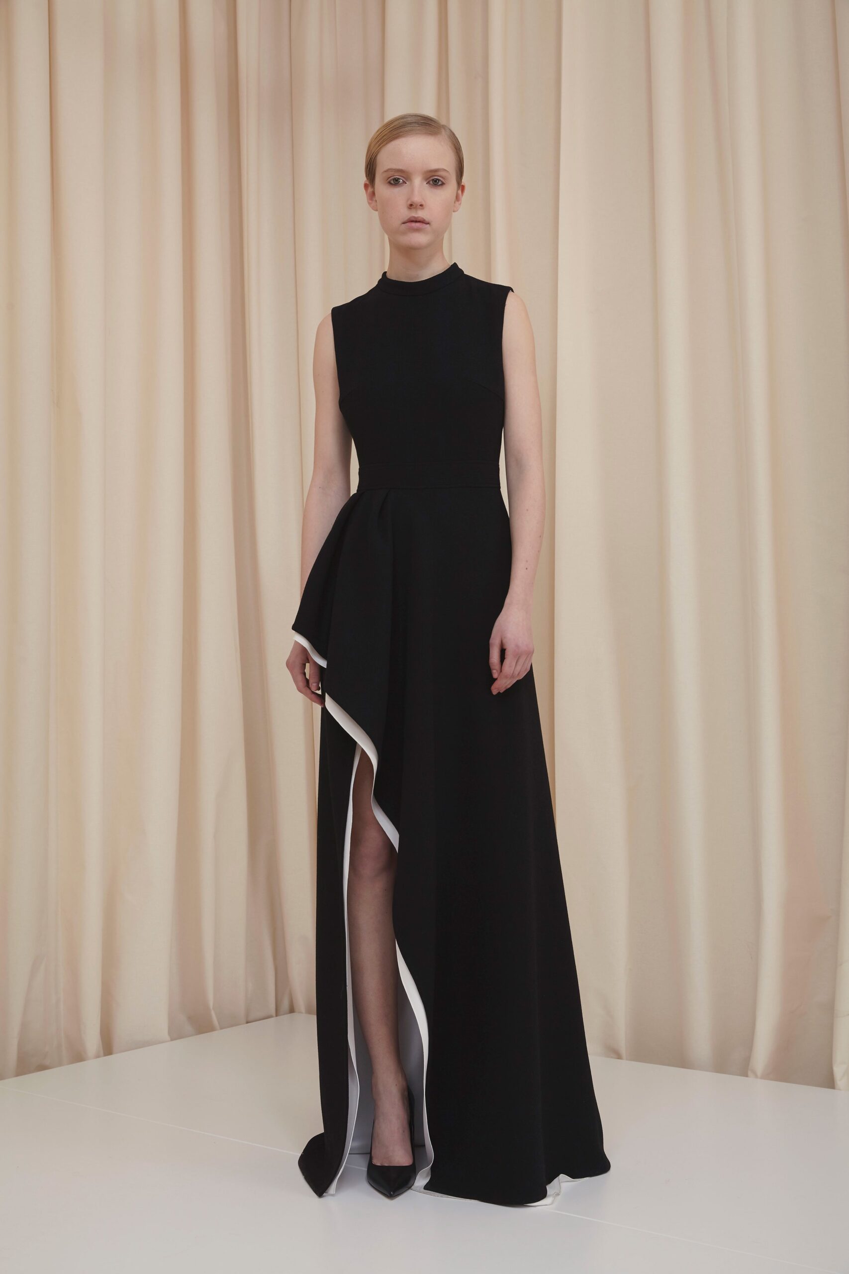 black silk sleeveless dress