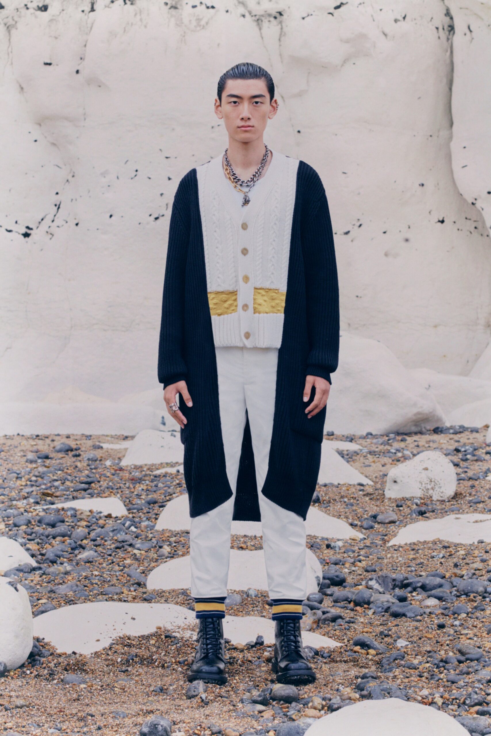 black and white relaxed cardigan