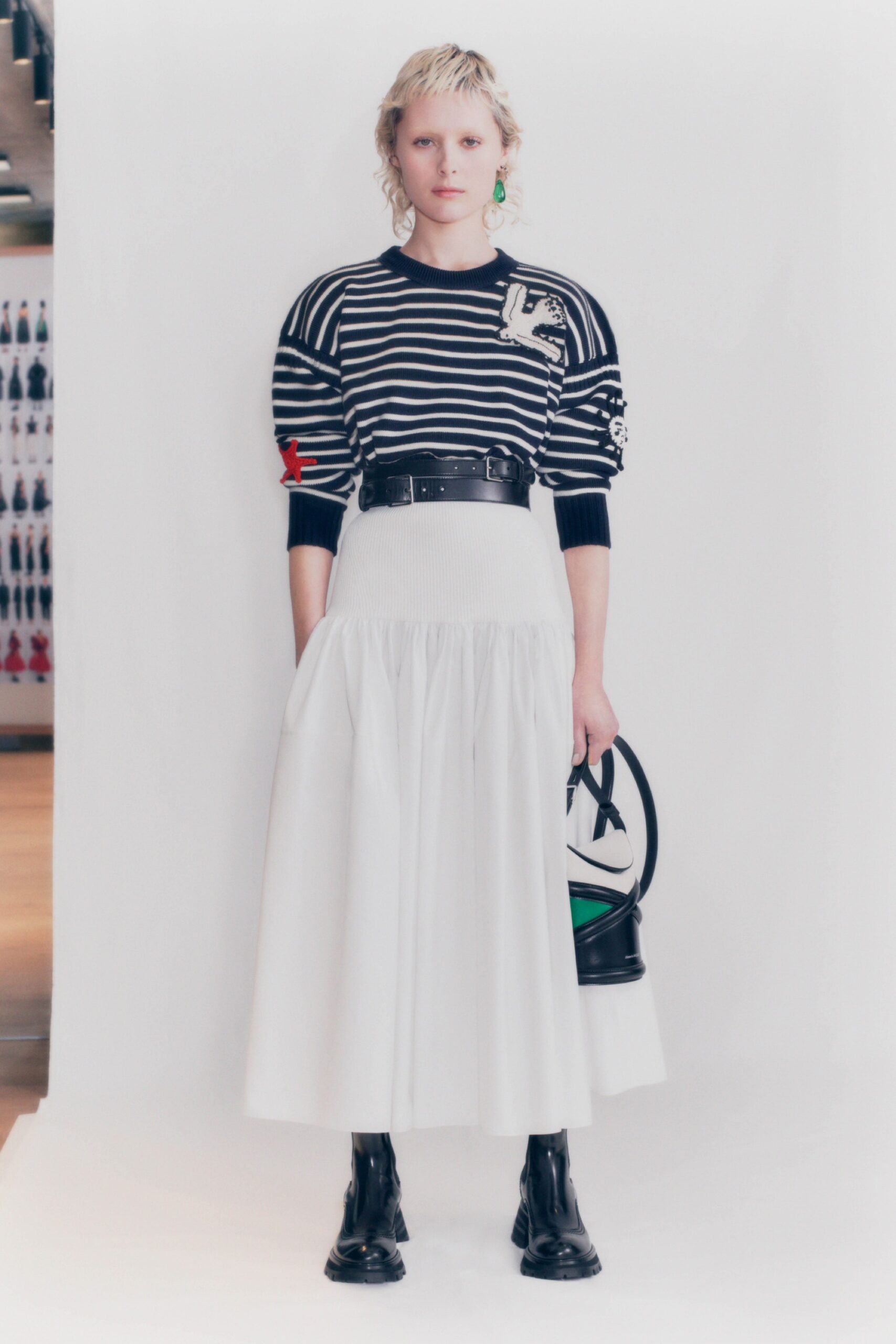white cotton relaxed tiered midi skirt