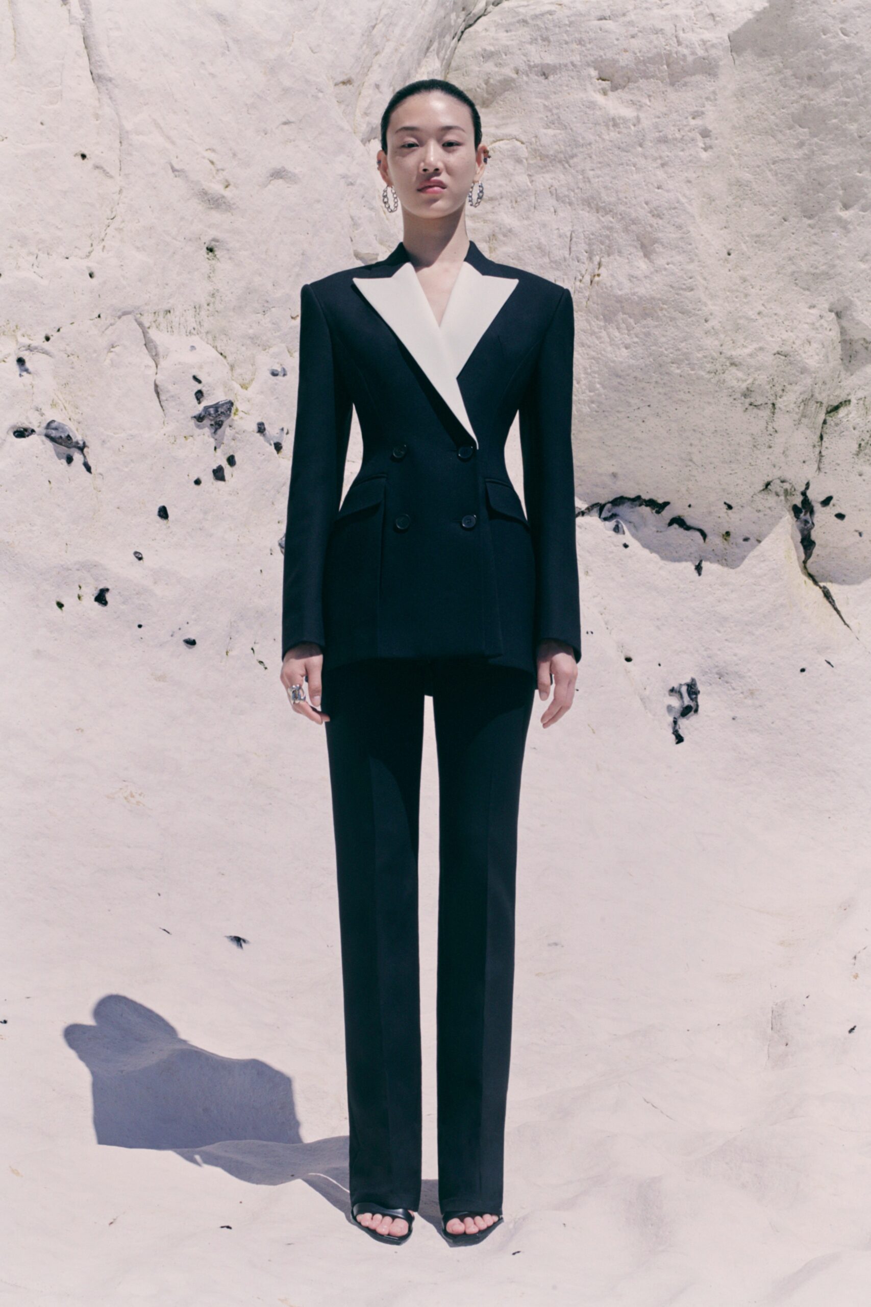 black and white tailored blazer and pants