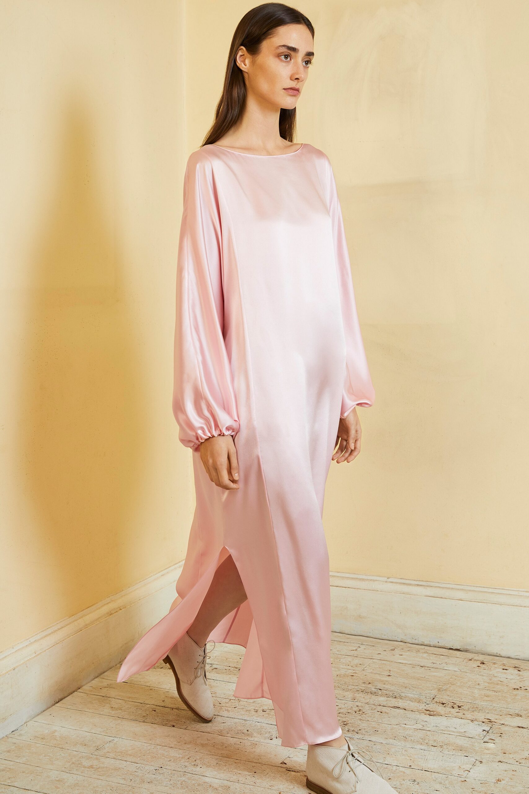 pink silk relaxed dress