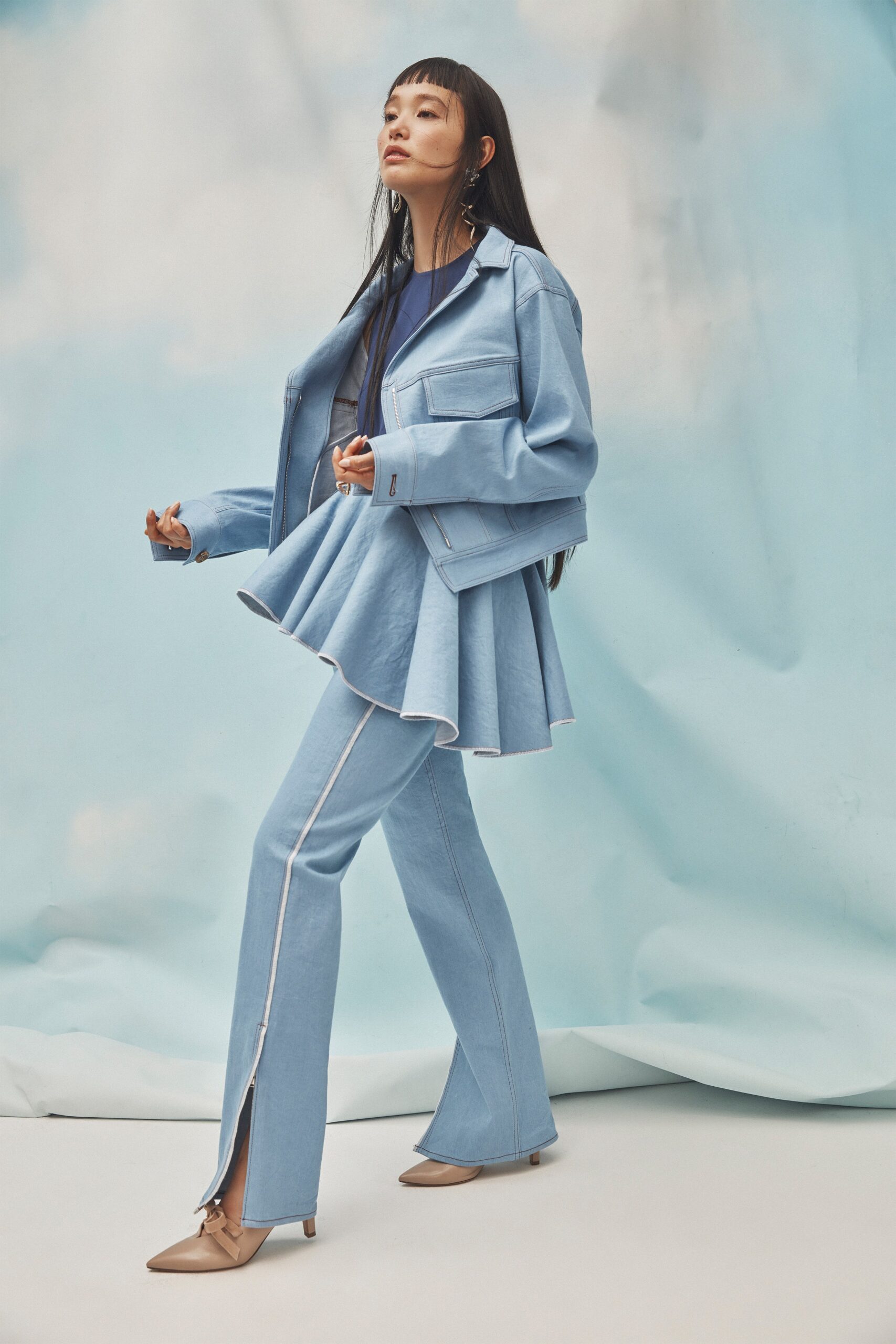blue denim jacket and pants