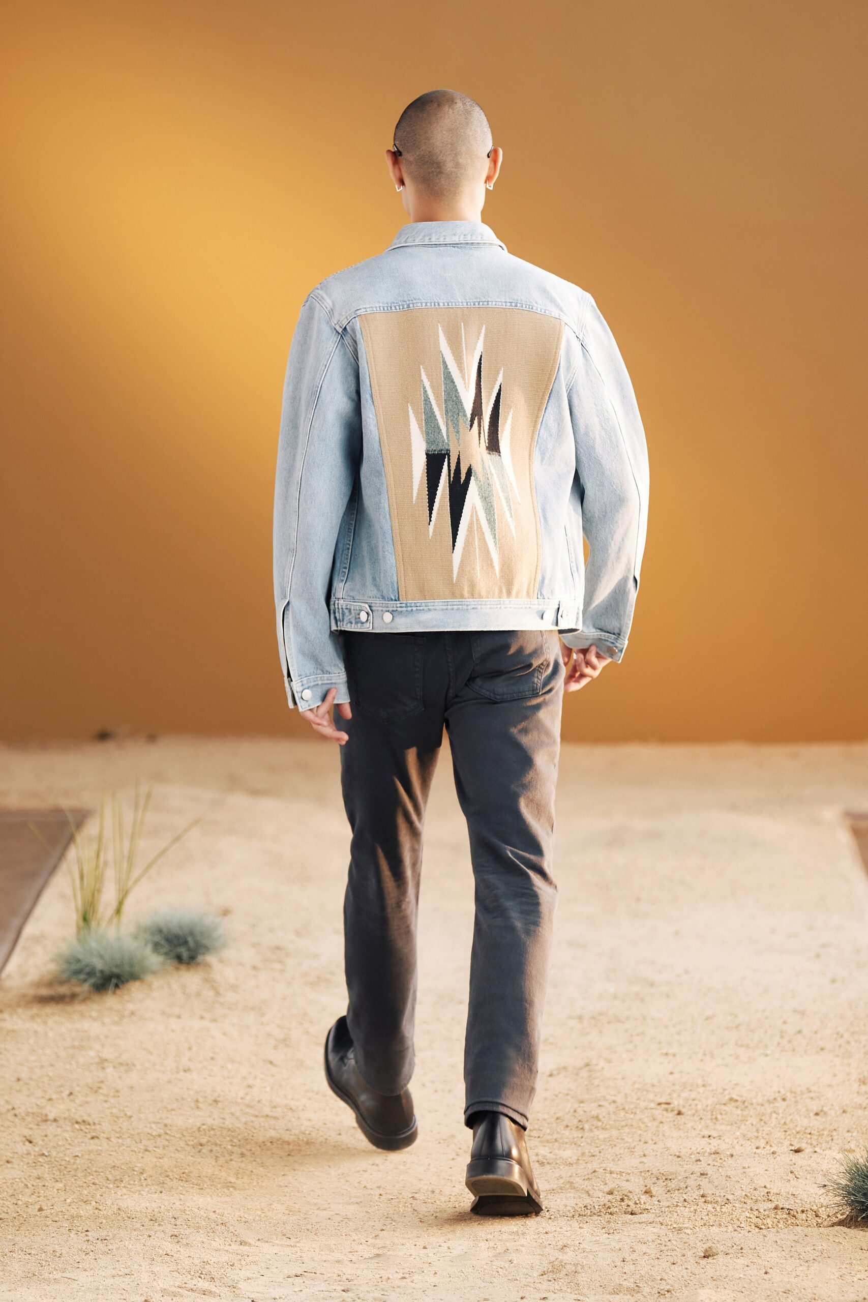 blue denim jacket with embroidery