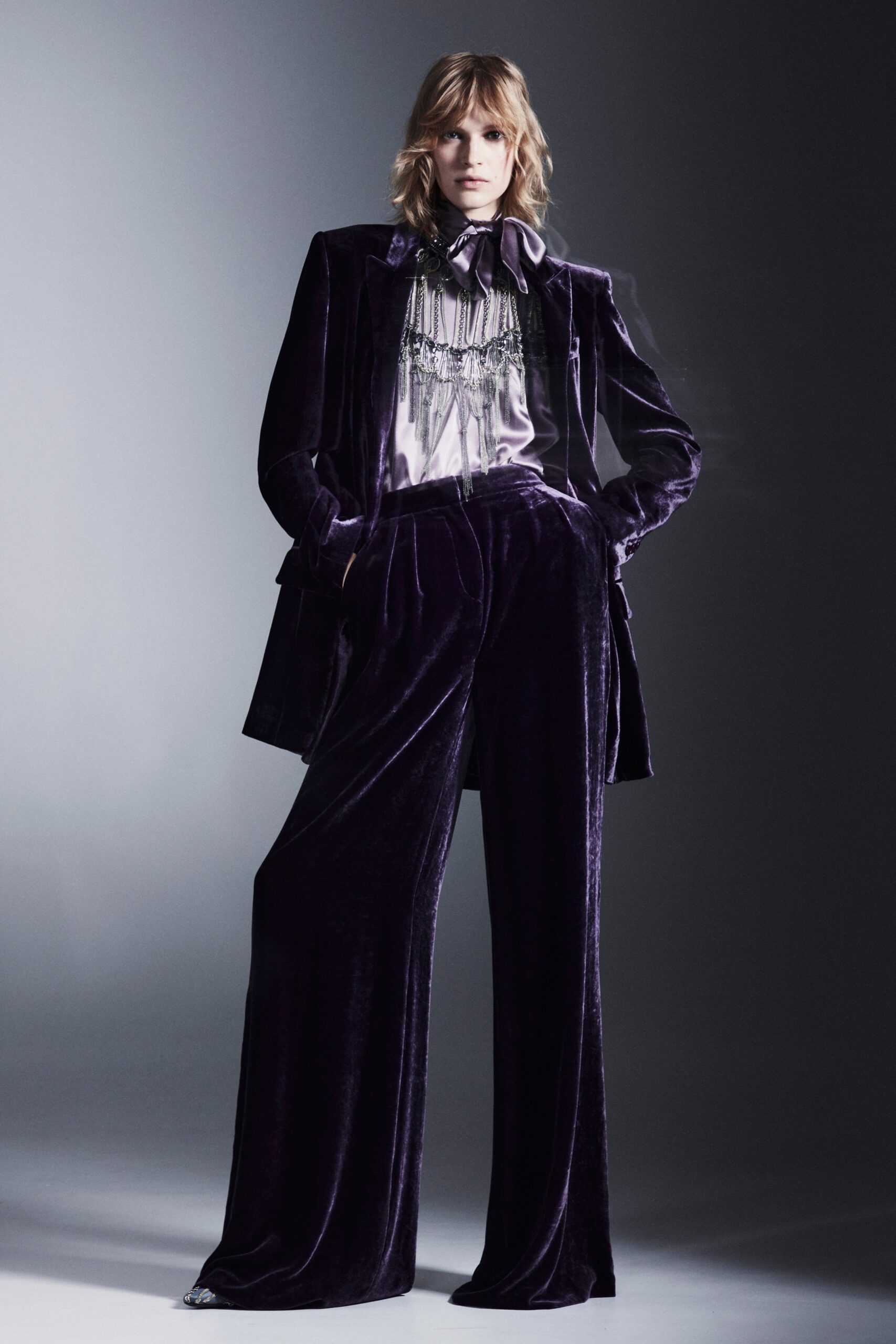 purple velvet tailored blazer