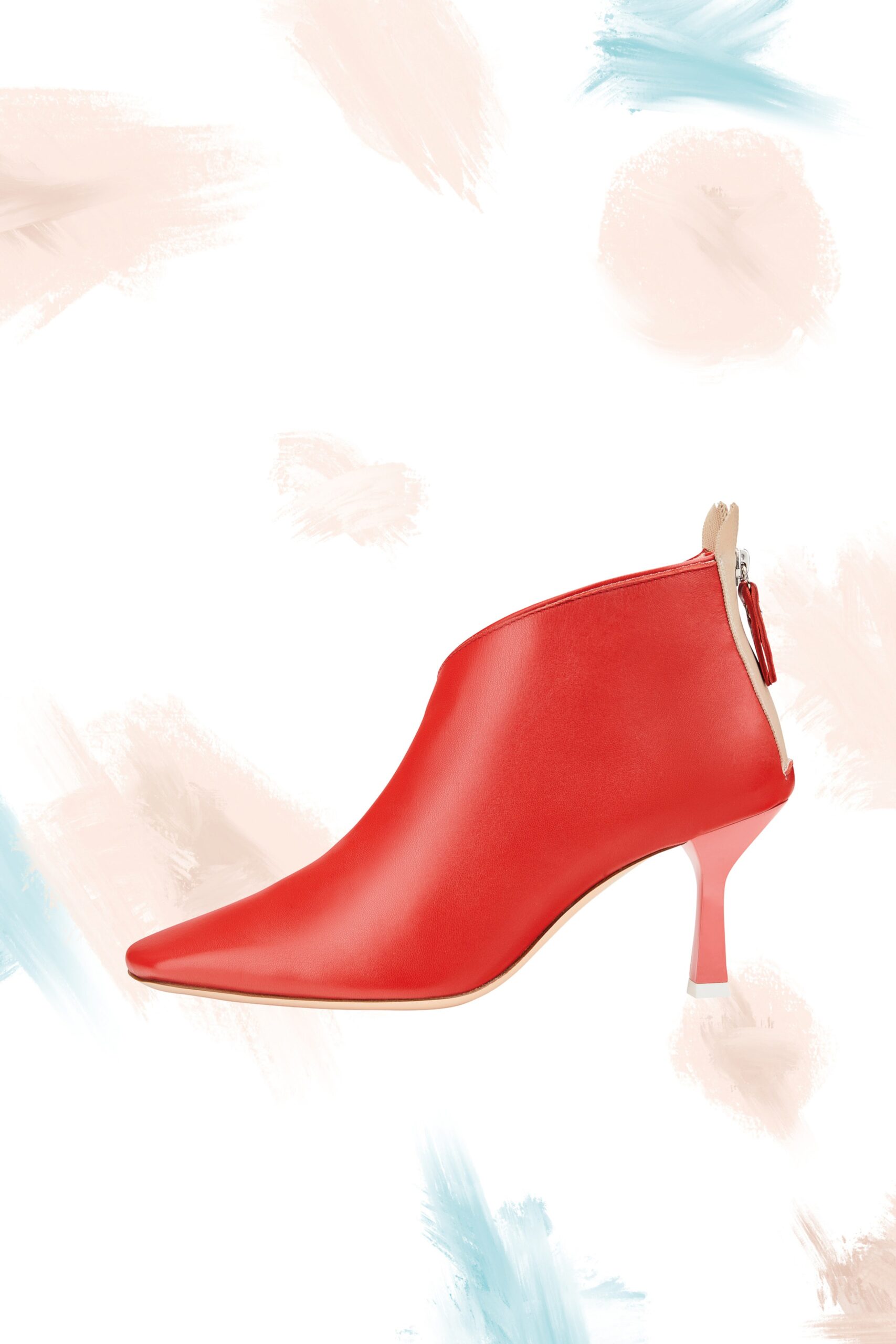 red leather pointed shoes