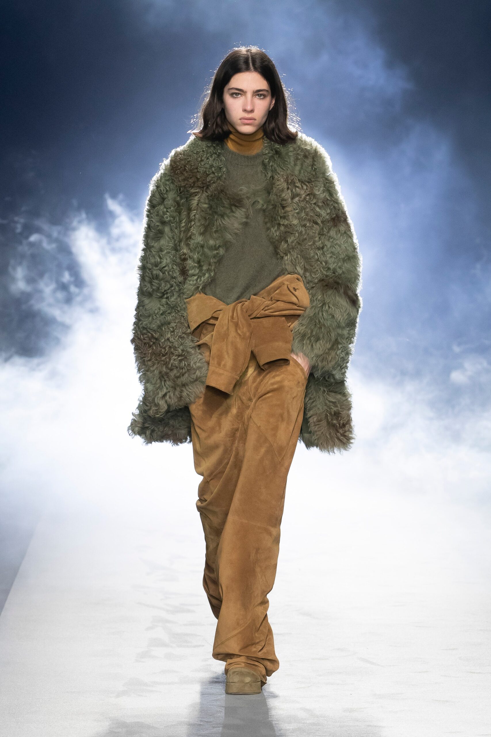 brown suede relaxed wide-leg pants