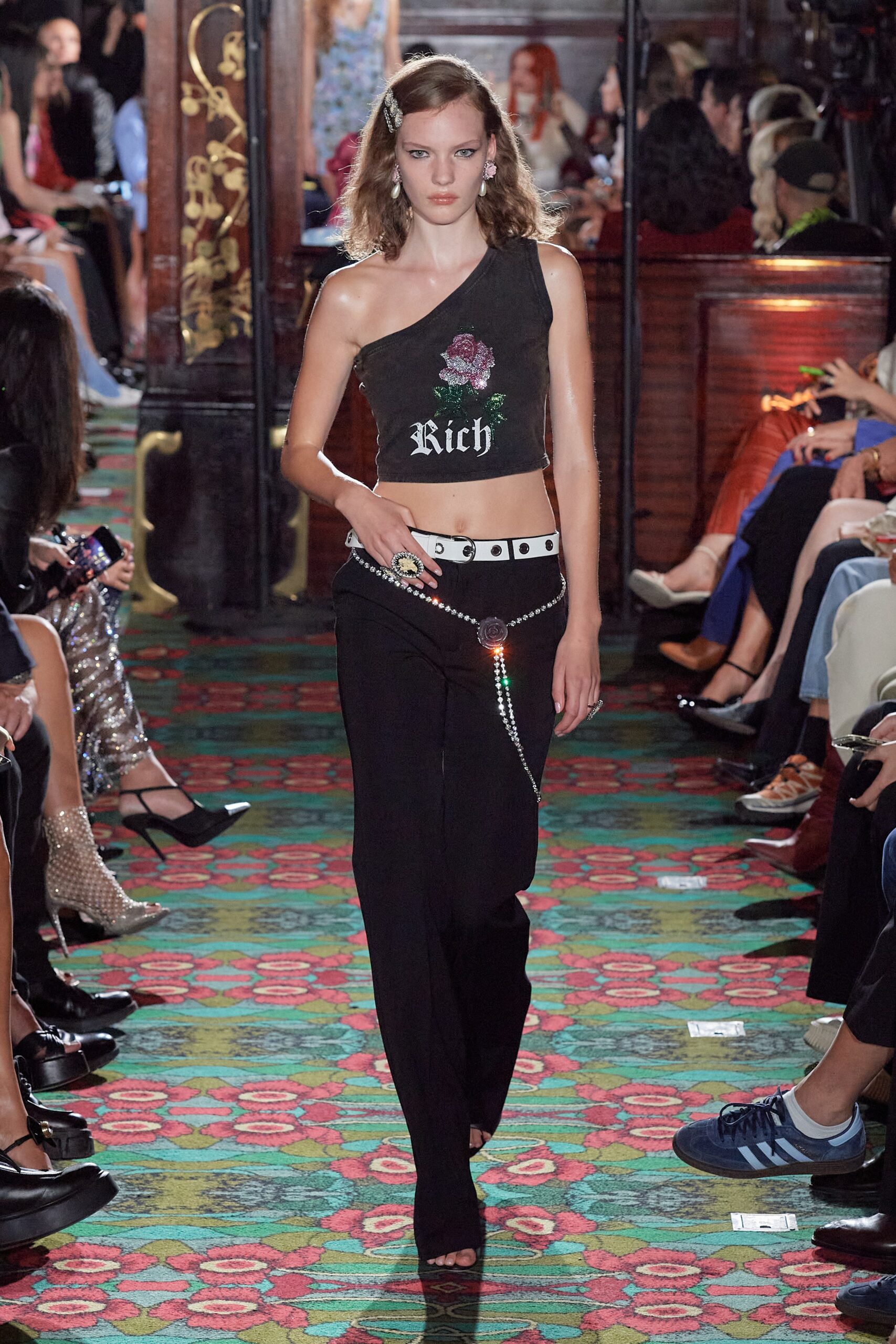 black fitted top and pants