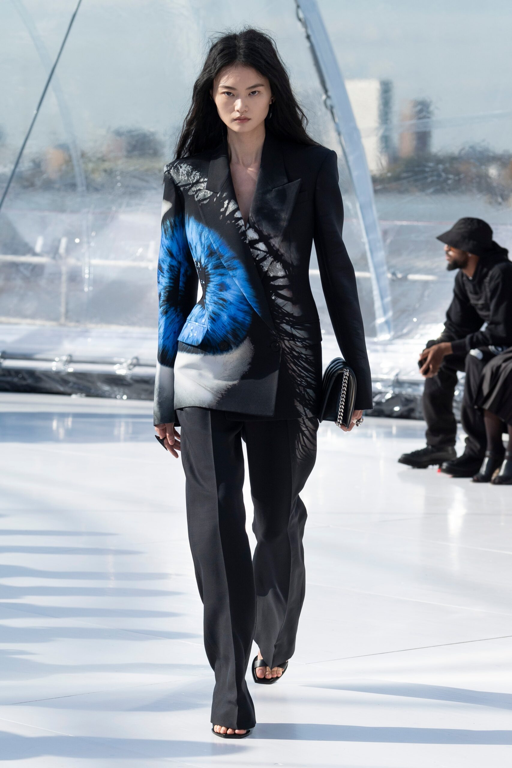 black silk tailored blazer and pants