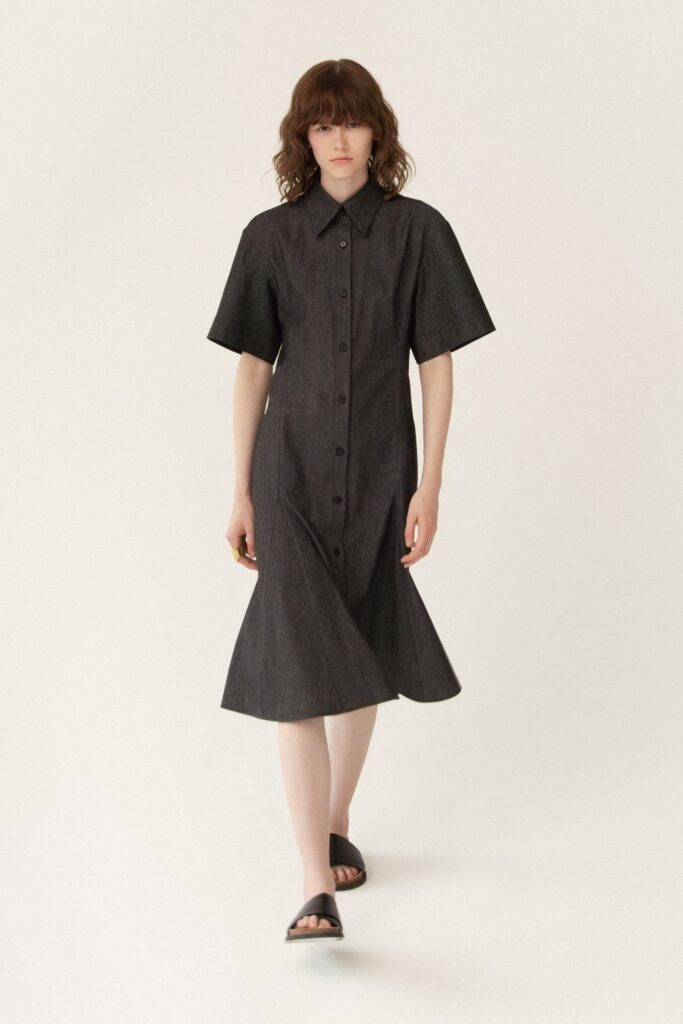 black denim shirt-dress