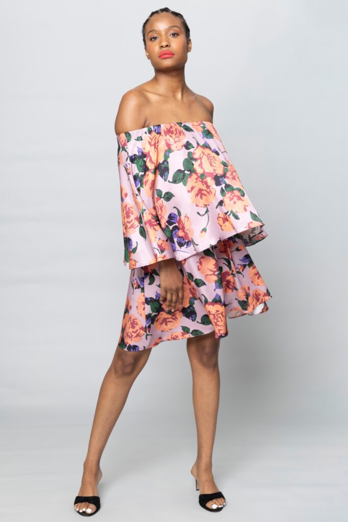 floral off-shoulder mini dress