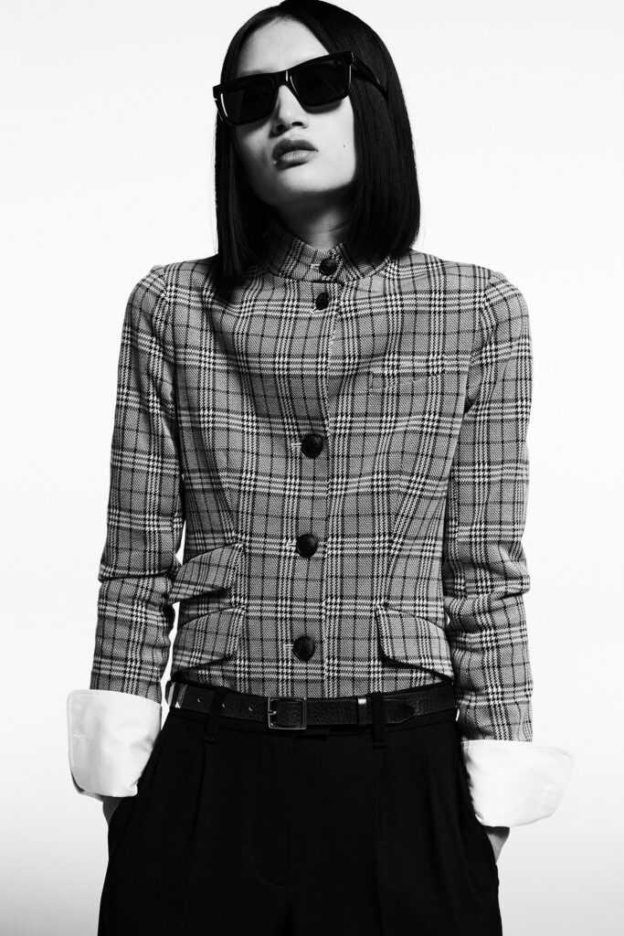 fitted checked blazer with tailored pants