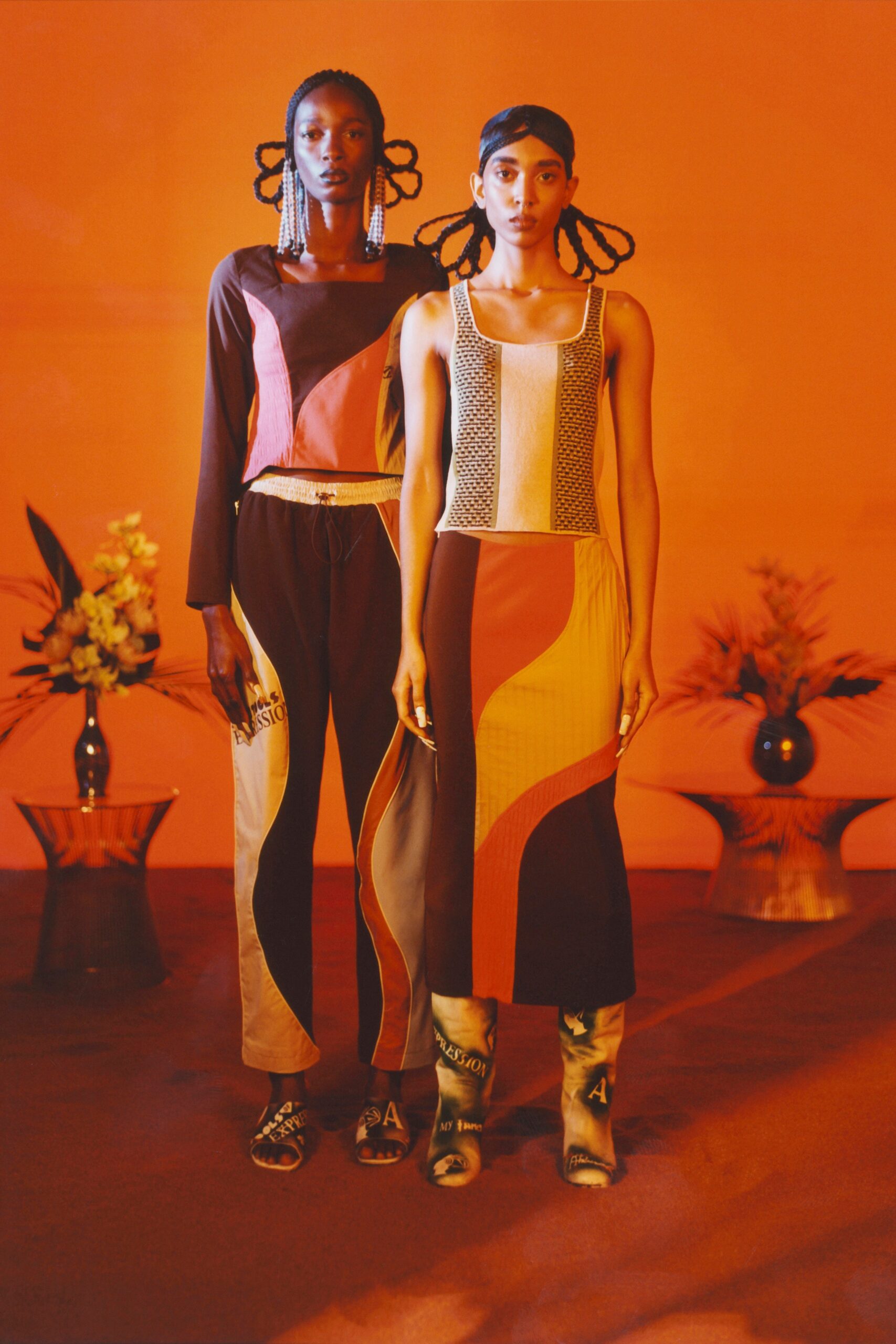 color-blocked midi dress and top