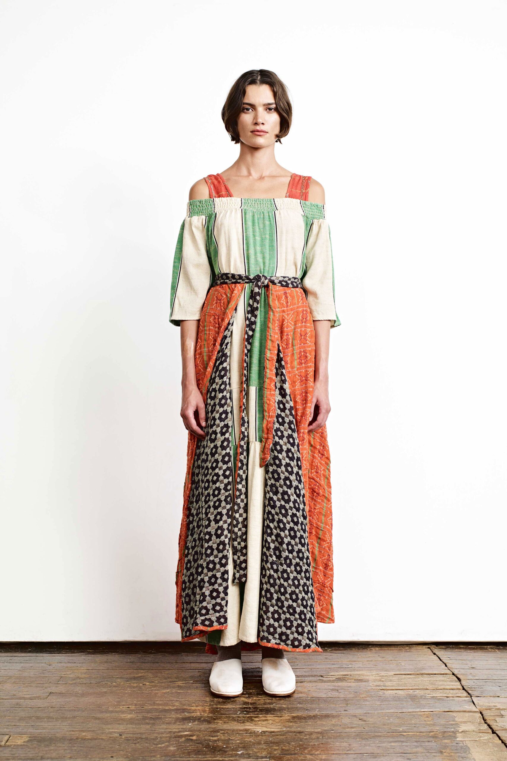 relaxed off-shoulder maxi dress