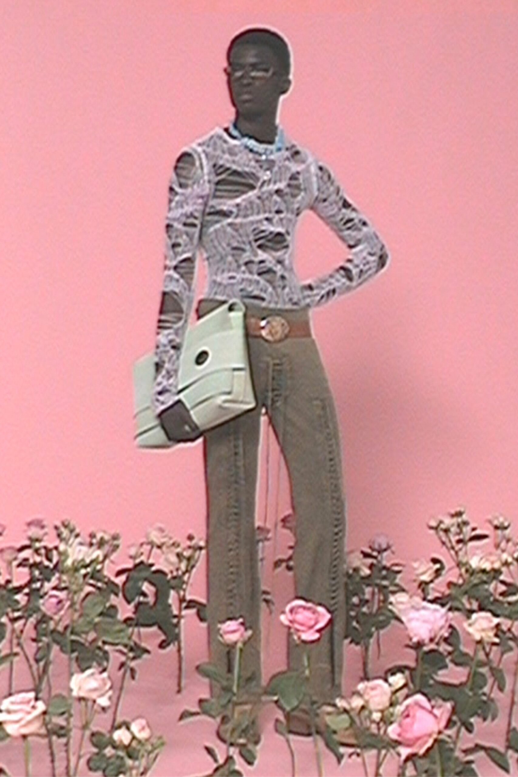 beige denim slim straight-leg pants