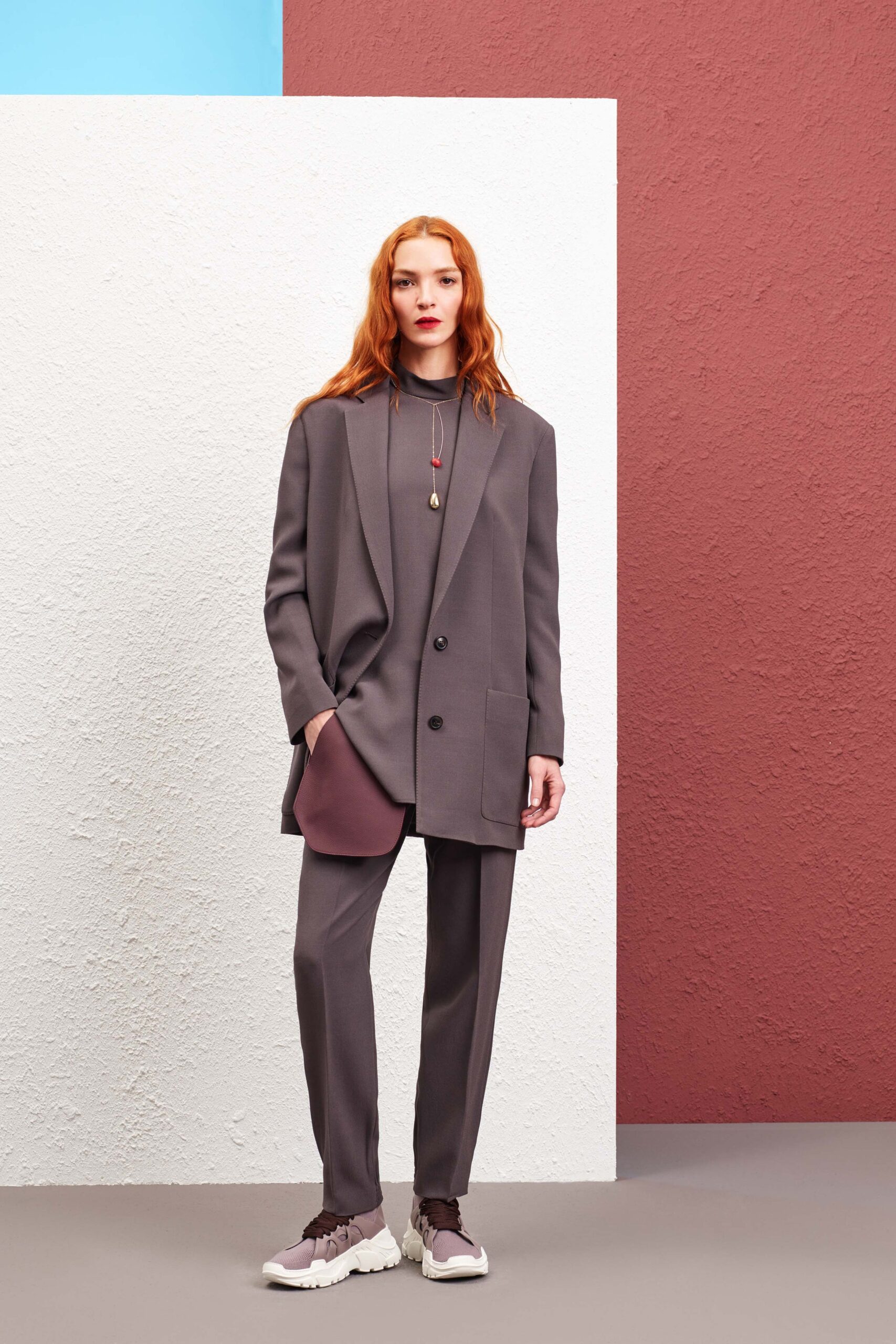 gray tailored blazer and pants