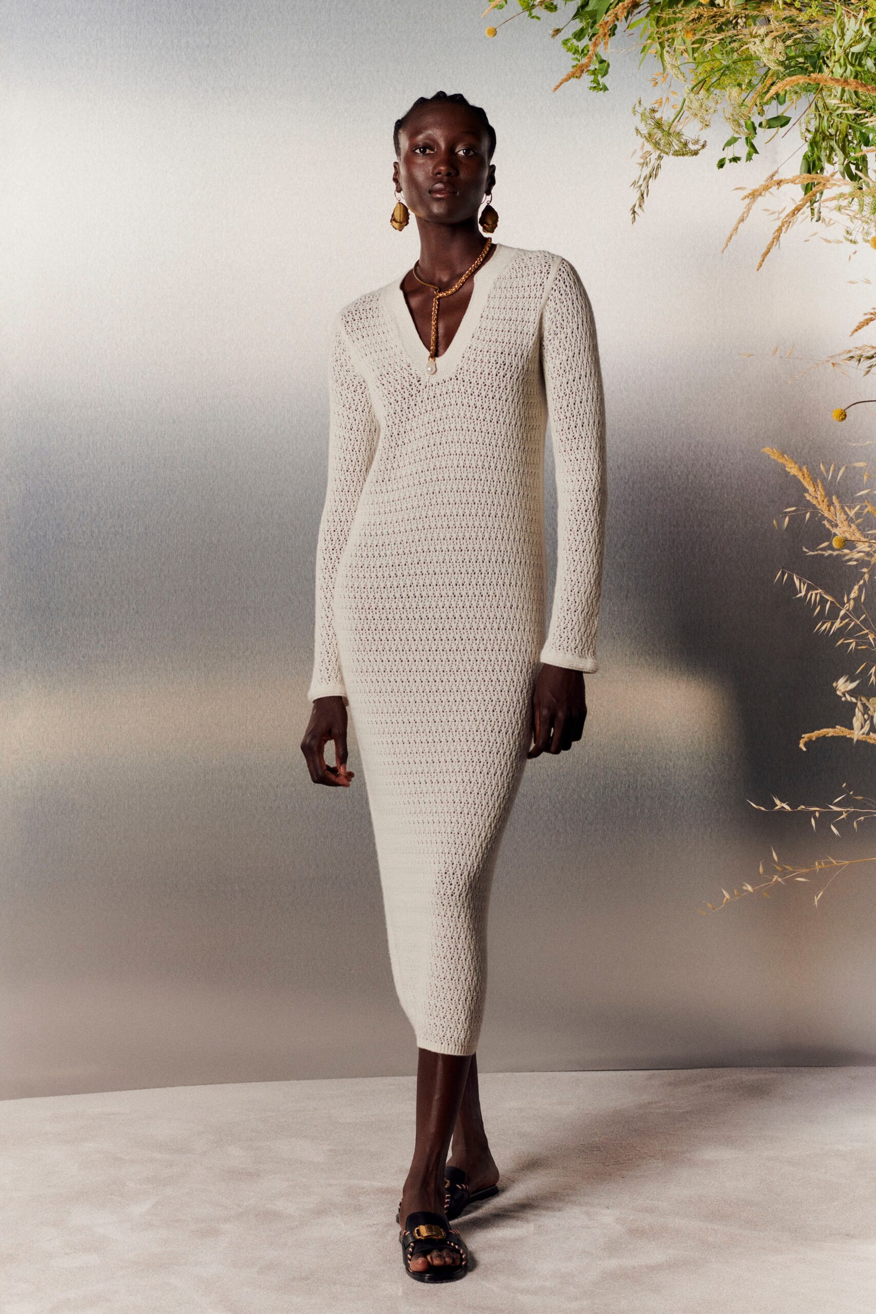 fitted white ribbed dress