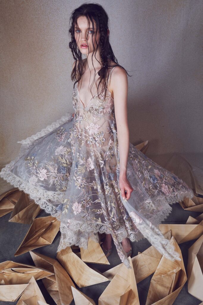 sheer embroidered midi dress