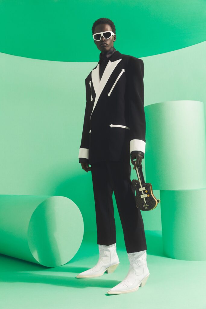 black and white structured blazer outfit