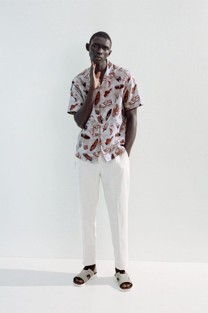 relaxed printed shirt with linen pants
