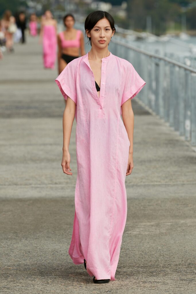 pink linen relaxed dress