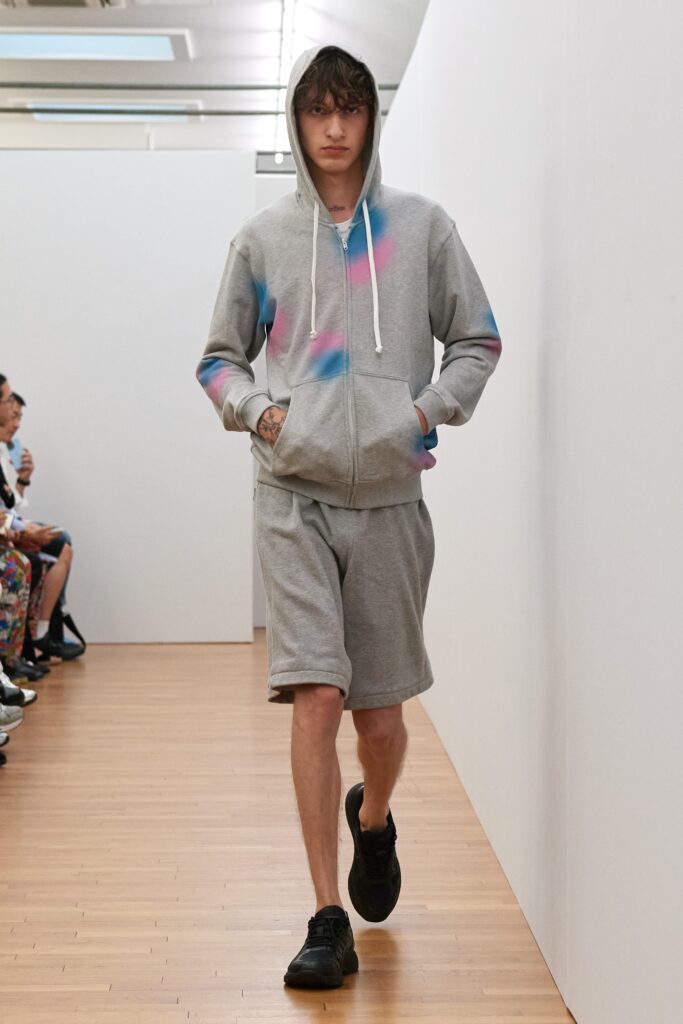 gray hoodie and shorts outfit