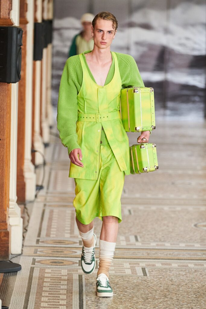 green yellow belted midi dress