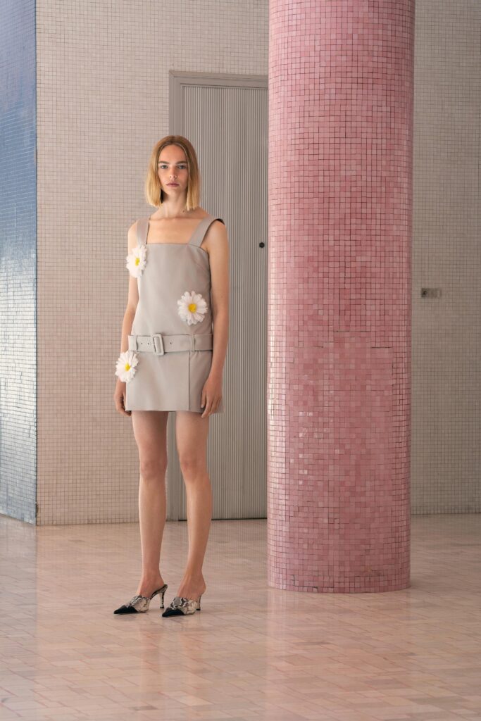 gray leather mini dress