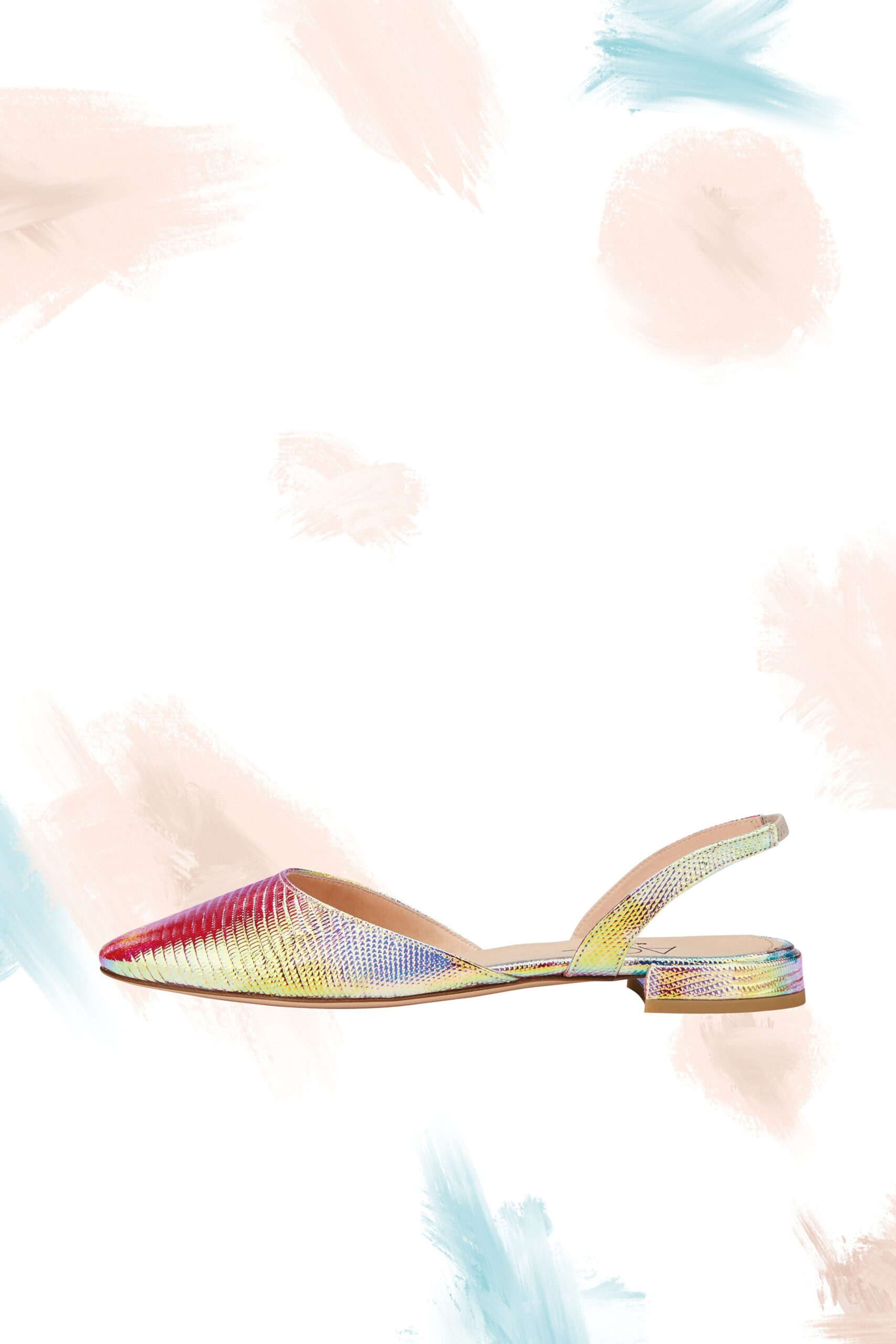 multi-colored shiny slip-on shoes
